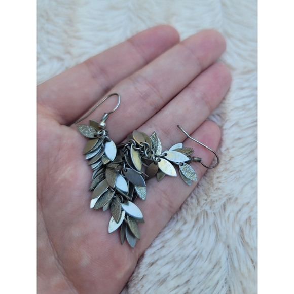 Linear Leaf Drop Earrings - Picture 14 of 17